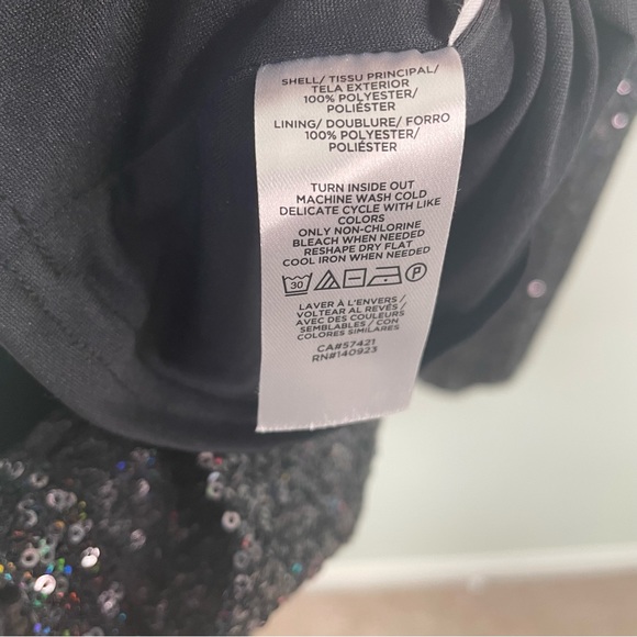 LOFT Navy Sequined Faux Wrap Cocktail Dress - Picture 3 of 7